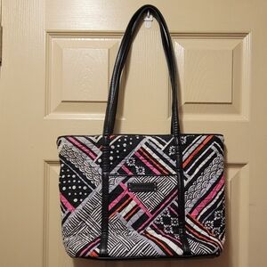 Vera Bradley Black, White, Pink, and Orange Shoulder Bag - Excellent Condition